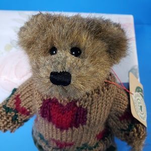 Vintage Boyds Bears Small Brown Plush 8" Dressed Heart Sweater Stuffed Animal